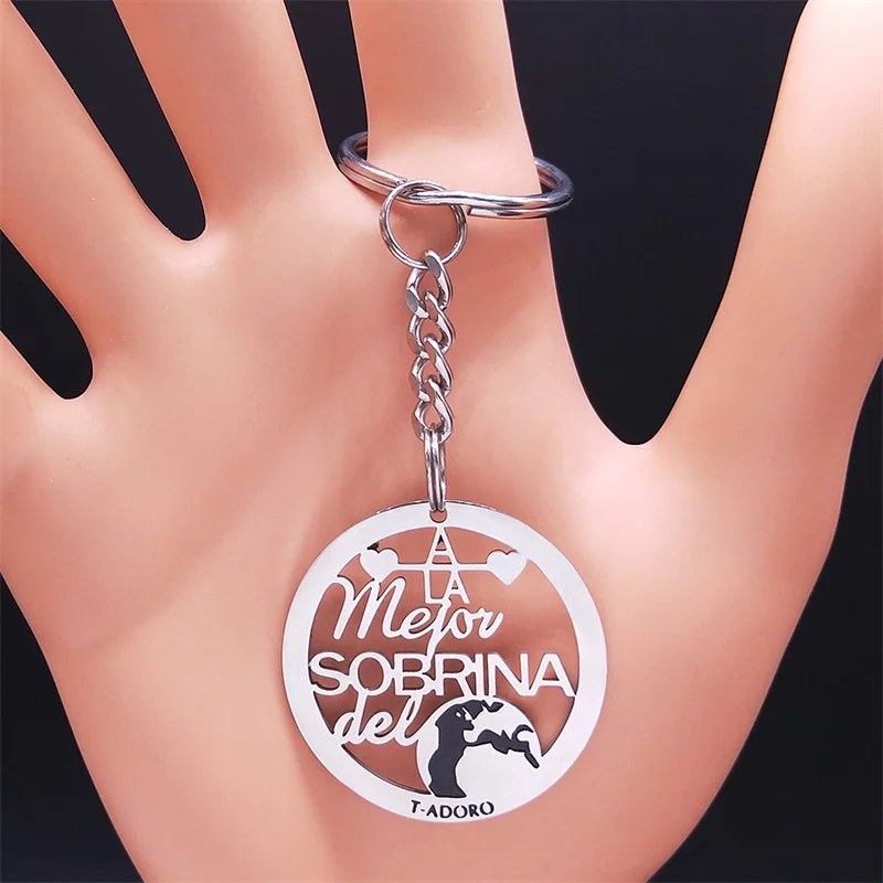 Женский круглый брелок из нержавеющей стали в виде племянницы K3688S01 - купить по