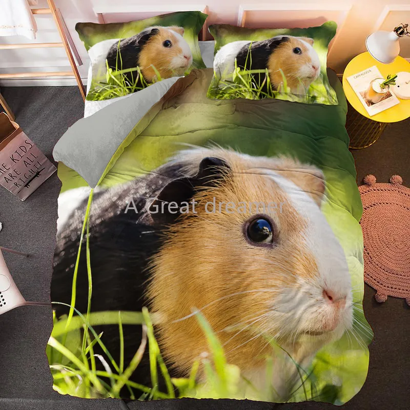 

Guinea Pig Bedding Set Cute Mouse Animal Comforter Bed Linens For Kids Boys Girls Teens Quilt Cover 3D Printed Duvet Cover