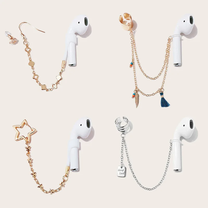 Креативные серьги из сплава аксессуары Bluetooth-гарнитура веревка от потери airpods