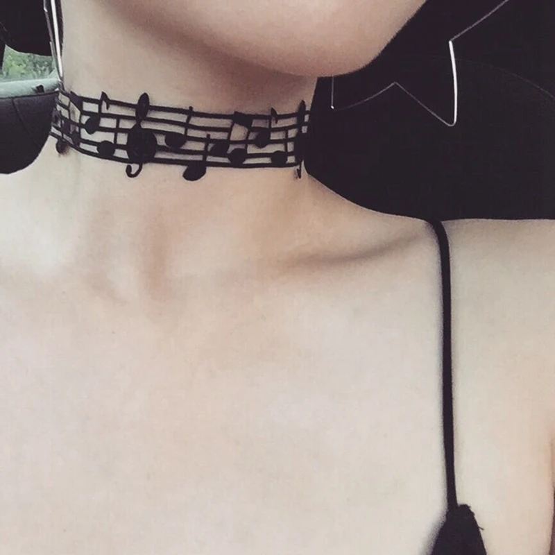 

Music Note Choker Adjustable Fashion Lace Collar Choker Gothic Choker Necklace For Women Jewelry Birthday Party Gift