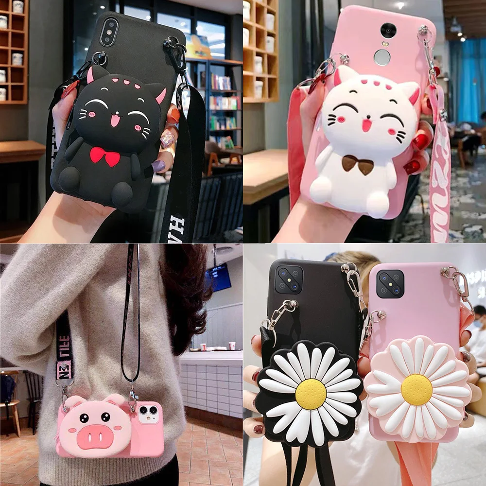 Чехол-кошелек на молнии с милыми мультяшными рисунками для Huawei P20 Lite P30 P10