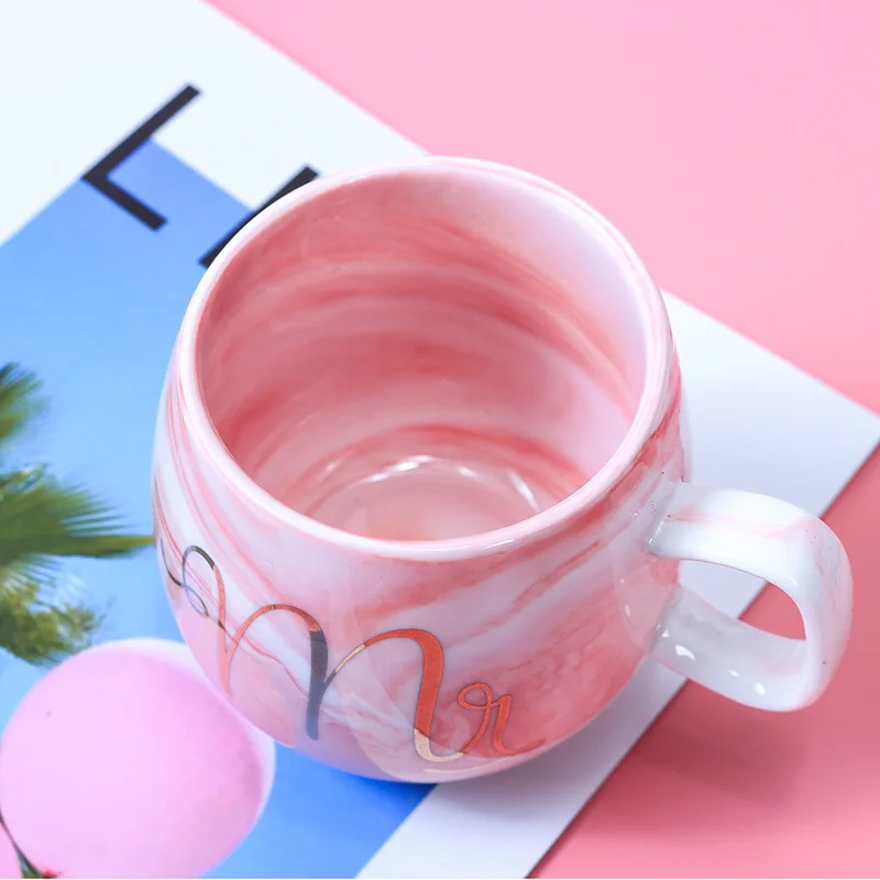 Ins Flamingo Marbled Couple Ceramic Mug Coffee Cup Milk Opening Ceremony Gift Single Student On - Кружка-чашка из керамики Ins с рисунком фламинго и мраморным орнаментом, подходит для кофе и молока, идеальный подарок на церемонию открытия, для одиноких ст