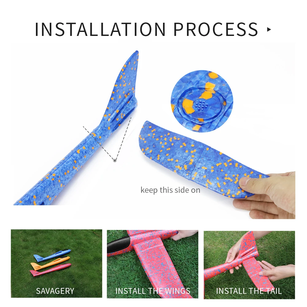 3 шт ручной бросок самолет игрушки для детей 48 см планер из пеноматериала