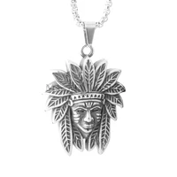 new arrival indians chief pendant for men jewelry stainless steel punk pendants necklace 24inch