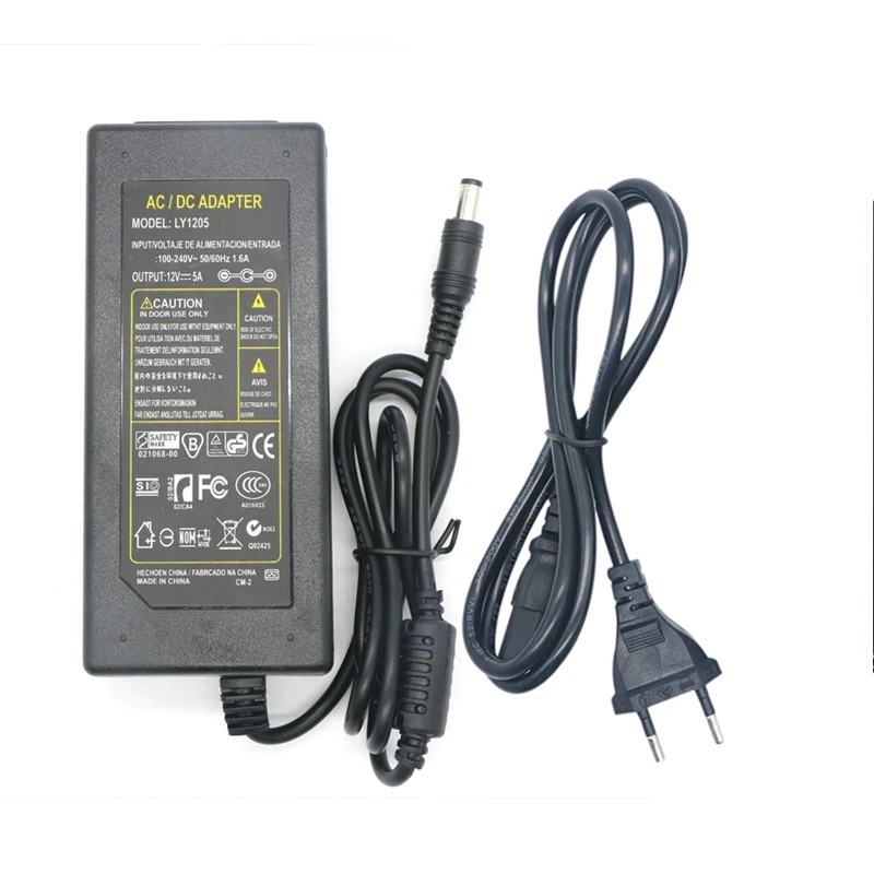 

SZYOUMY 100 шт. в партии AC/DC 12 В 5A 60 Вт Светодиодный источник питания зарядное устройство Трансформатор адаптер 220 В до 12 В Светодиодный драйвер дл...