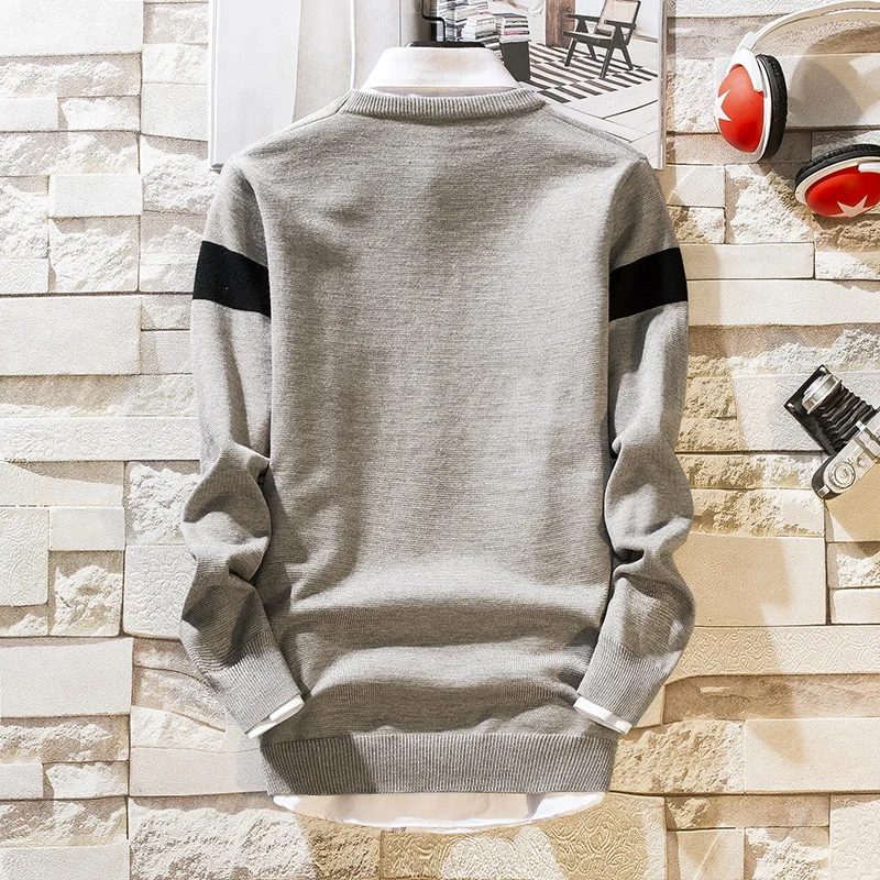 

Зимняя новая модная осенняя одежда мужские свитера дышащие облегающие мужские пуловеры контрастные цвета вязаный свитер Homme