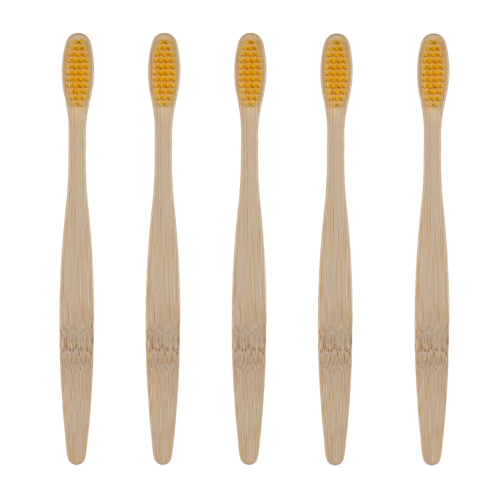 Yellow 5Pcs With Box 1/5 шт экологическая зубная щетка с бамбуковым углем для ухода за полостью рта, для чистки зубов, эко, средняя мягкая щетина, щетки - Цвет: Yellow 5Pcs With Box