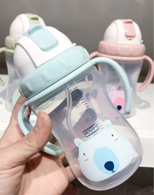 Дети учатся питьевая вода соломенная ручка бутылка детская чашка милый учебный