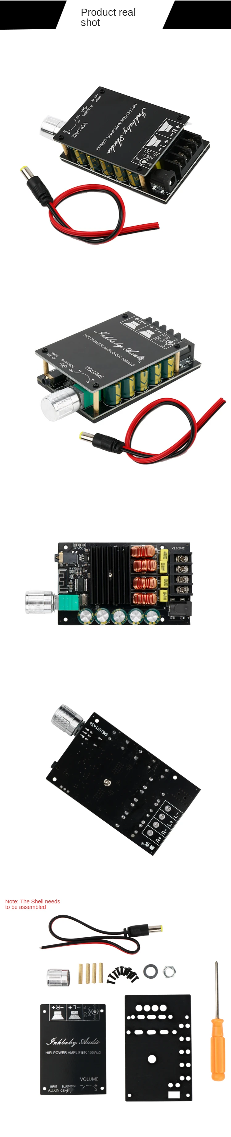 

Digital power amplifier board dual channel 2 * 100W high power AUX input HIFI HD (Bluetooth 5.0)