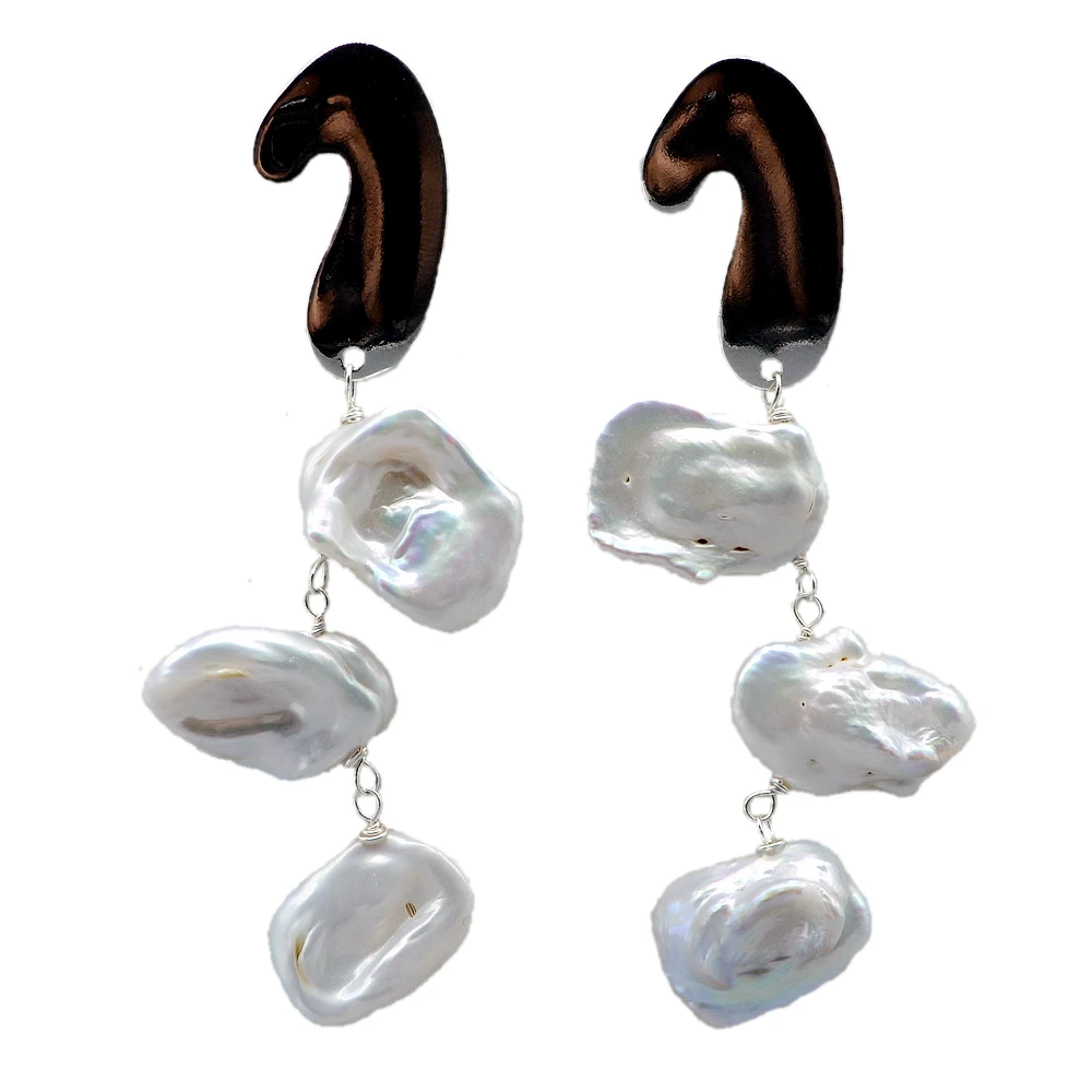 

Silver earrings, natural irregular baroque pearls, handmade, long pendant pearl earrings for women, women’s gift selection