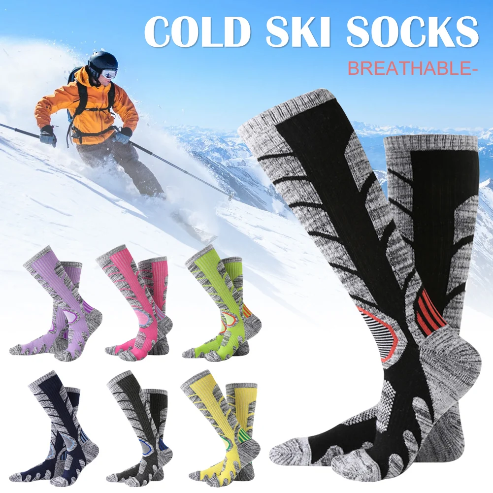 

1 Pair Winter Ski Socks for Men Women Breathable Sweat Wicking Thermal Socks for Hiking Snowboarding Climbing Outdoor Sports