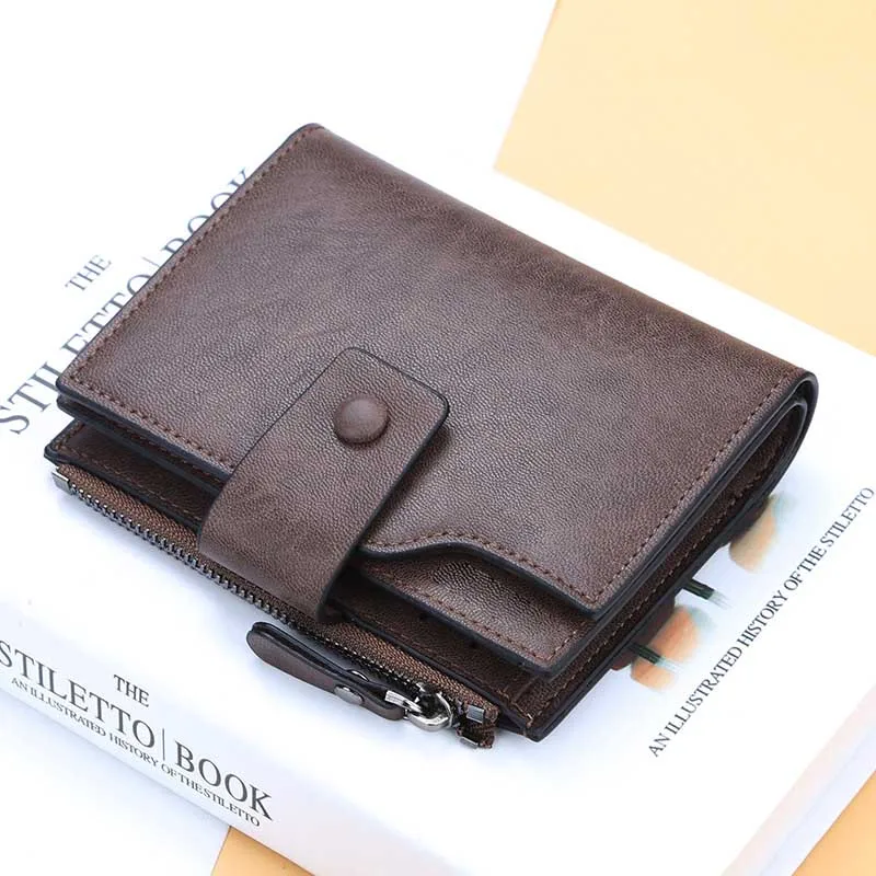 Кошелек для монет кожаный новый короткий кошелек на молнии модный клатч денег