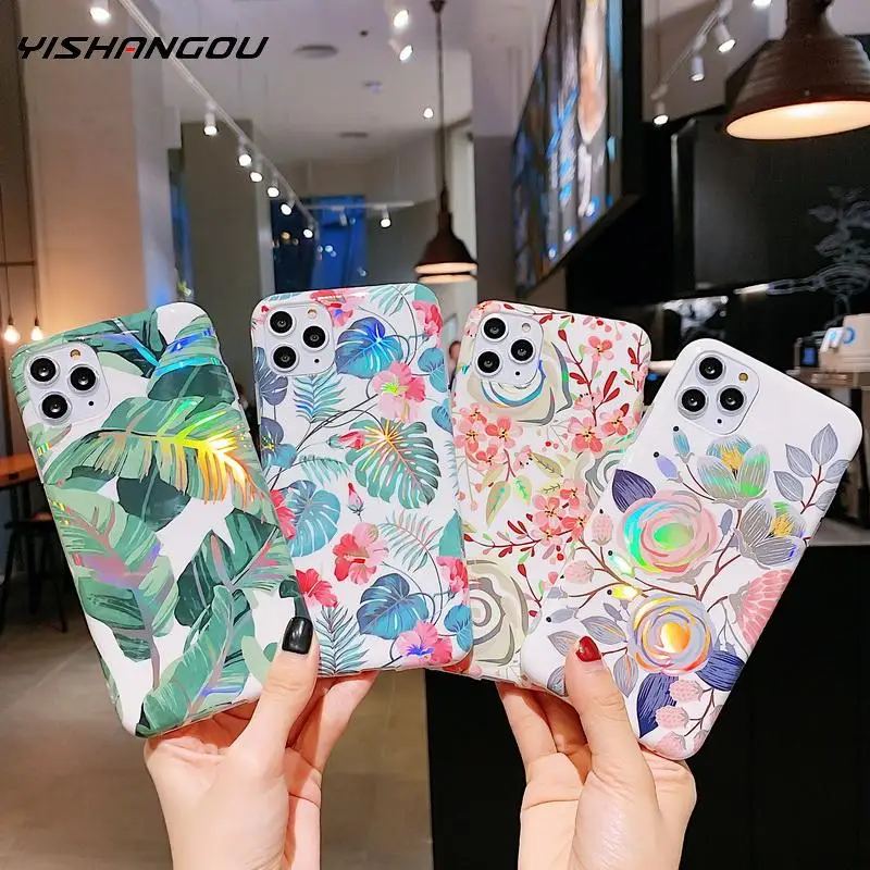 Мягкий чехол YISHANGOU с цветочным рисунком для iPhone 11 Pro Max SE 2 2020 X XS XR 10 8 6 7Plus