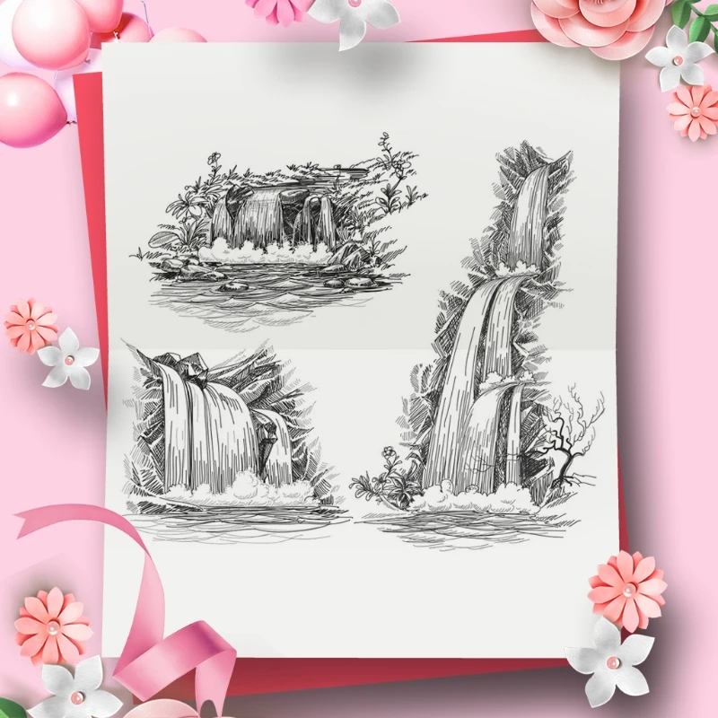 

Various Waterfall DIY Silicone Clear Stamp Cling Seal Scrapbook Embossing Album 95AA