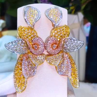 missvikki luxury flowers cubic zirconia statement big pendant earrings for women wedding dubai bridal party show accessories new