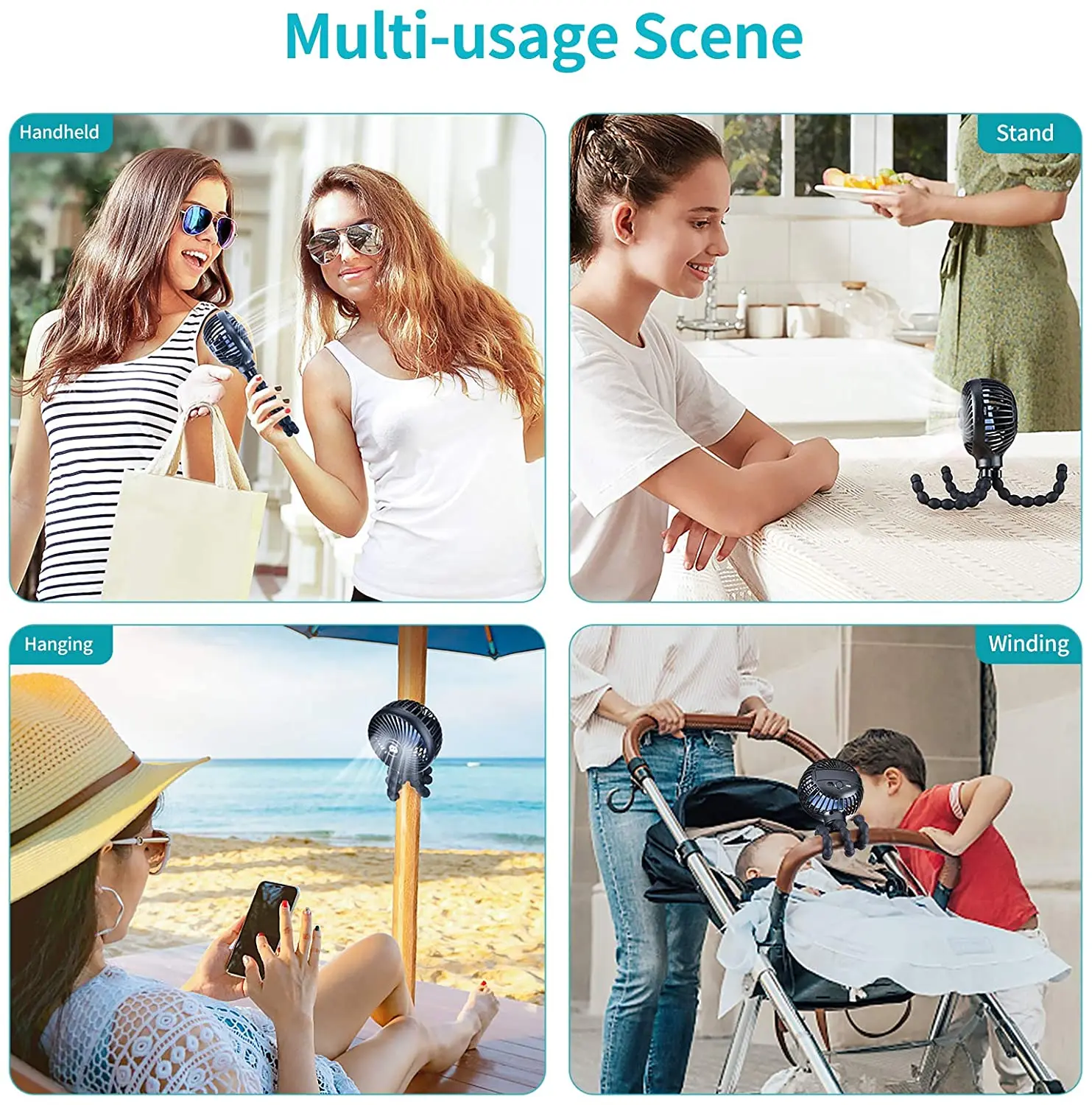 Ручной вентилятор SmartDevil 3 скорости прищепка для коляски работает от батареи