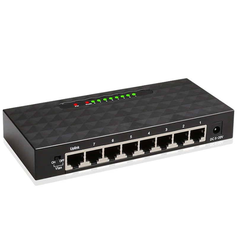 

8-портовый гигабитный коммутатор, сетевой коммутатор Ethernet, интеллектуальный сетевой коммутатор Vlan, сетевой концентратор Lan, полный или полу...