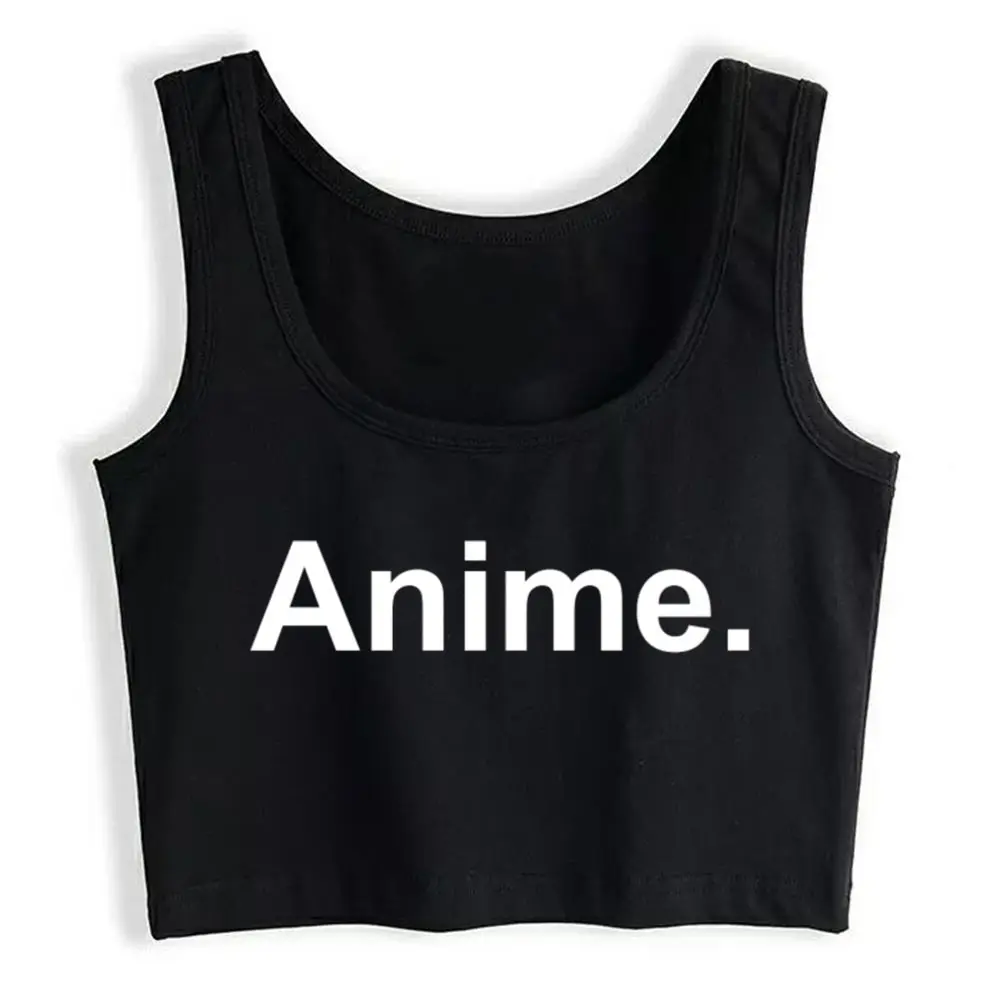 

Crop Top Female Anime Kawaii Inscriptions Print Tops Women