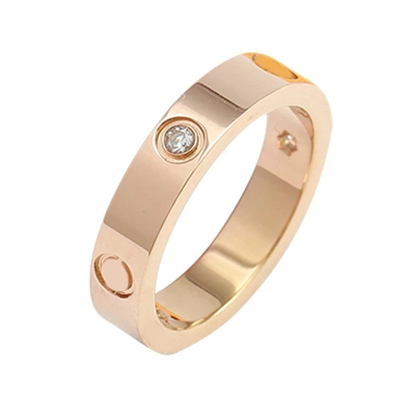 

Fashion Trendy Stainless Steel Rose Gold Color Love Ring for Women Men Couple CZ Crystal Rings Luxury Brand Jewelry Wedding Gift