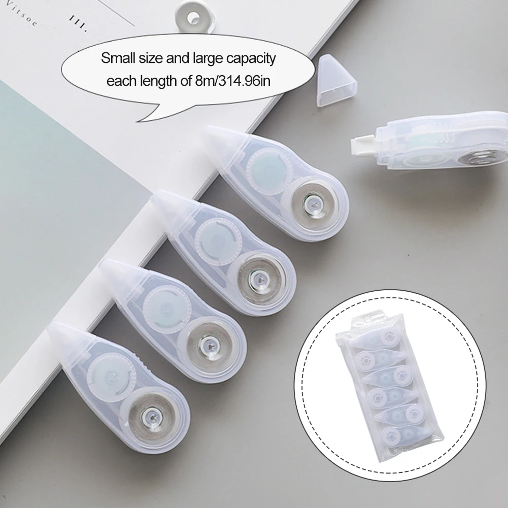 

6pcs Instant Student Stationery Teacher Simple Cute Diary Correction Tape White Out 8m Scrapbooking Mini School Office Gift