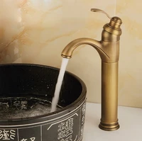 vintage retro antique brass bathroom vessel sink basin mixer tap faucet one hole single handle mnf020