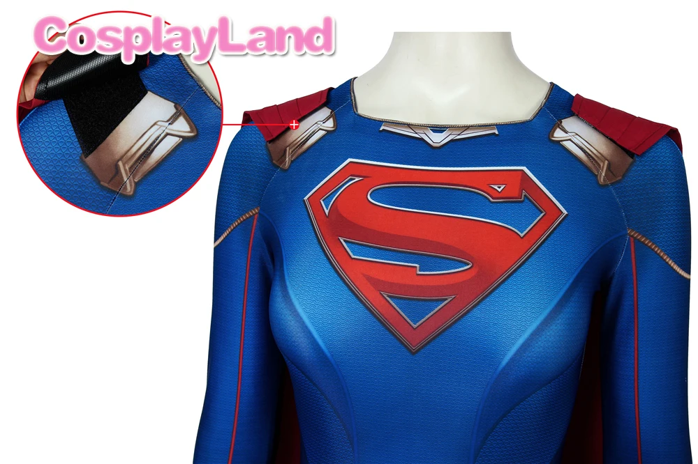 3D Супергерл сезон 5 костюм Kara Zor-El Danvers Косплей Суперженщина комбинезон костюмы на Хэллоуин для Womloak Синий боди
