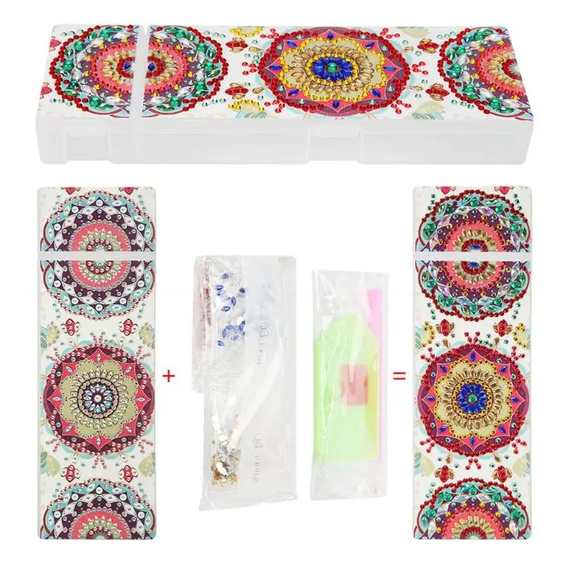 5D DIY Special Shaped Diamond Painting 2 Grids Stationery Pencil Box Rhinestones Diamond Embroidery Mandala Storage Case Gifts - Цвет: M