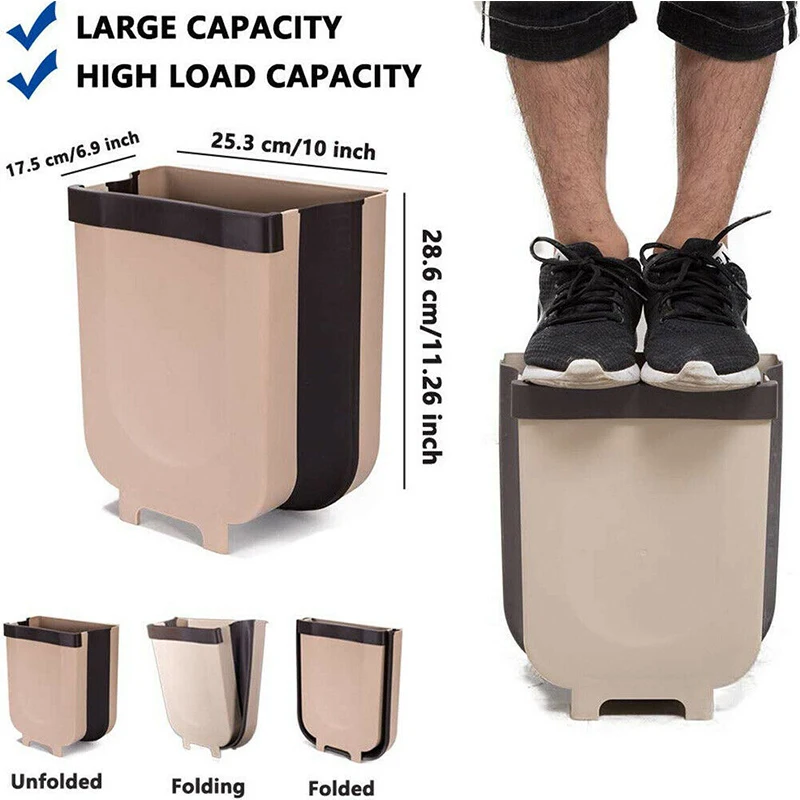 

Foldable Hanging Trash Can for Cleaning Kitchen Removable kitchen trash can Easy to fold Save room for Car free shipping