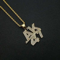 hip hop iced out bling ak47 gun pendant necklaces male gold color stainless steel chain for men hiphop jewelry gift dropshipping