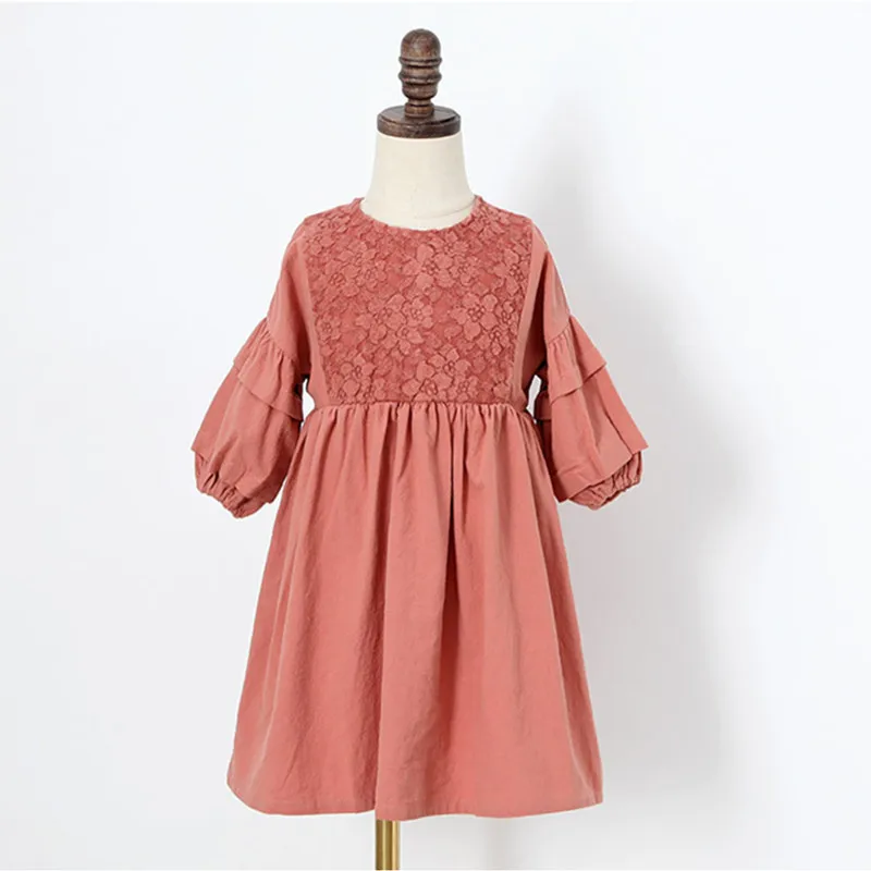 От 2 до 6 лет для детей и младенцев девочек платье с кружевным узором длинные
