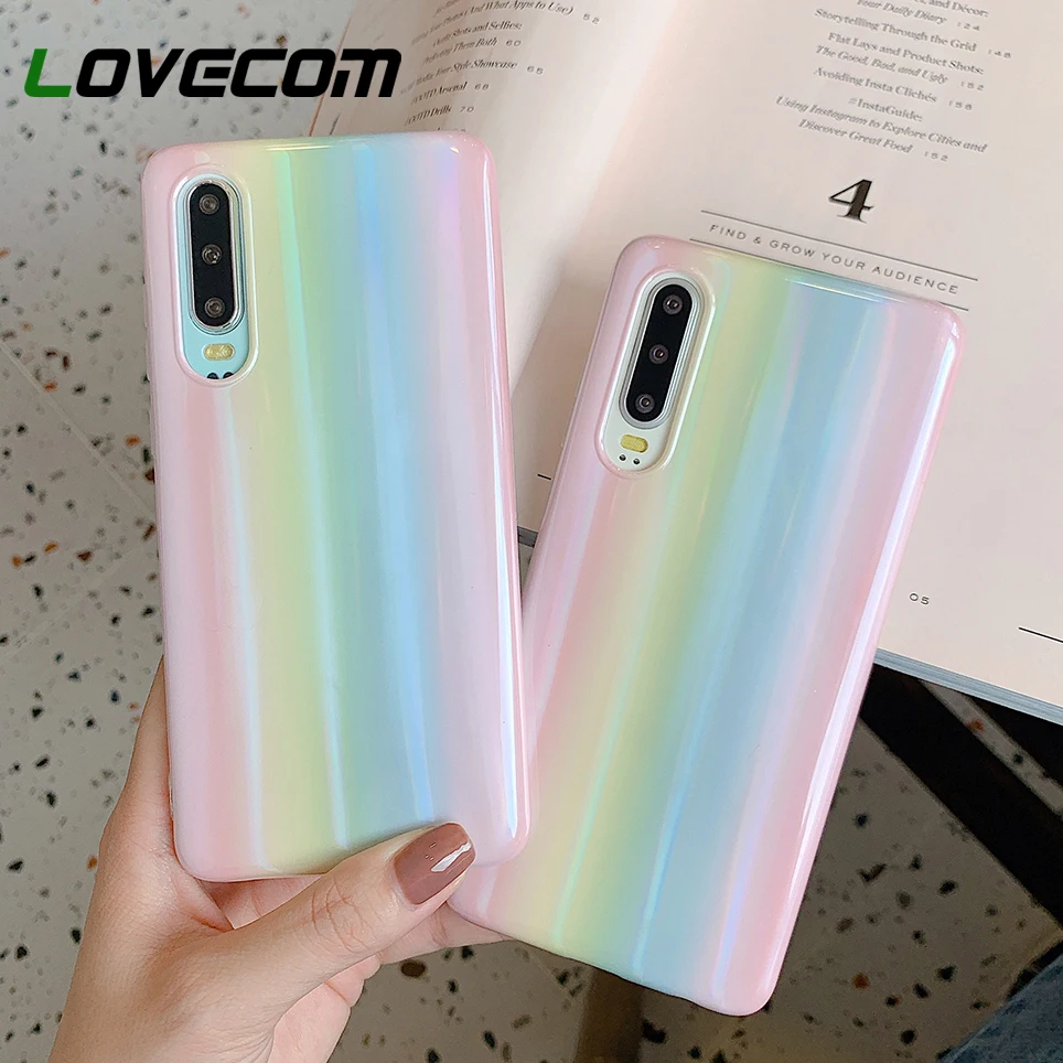 Голографический чехол LOVECOM для Huawei P20 P30 P40 Pro Mate 20 30 мягкий IMD с полным корпусом