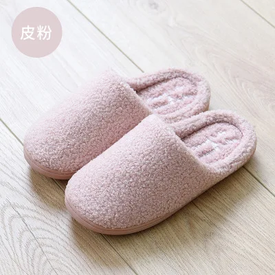 Новинка; Xiaomi Mijia Youpin; Домашние плюшевые хлопковые тапочки для женщин; ; Домашние Нескользящие мужские тапочки из хлопка с мягкой подошвой для влюбленных пар - Цвет: 35-36 pink