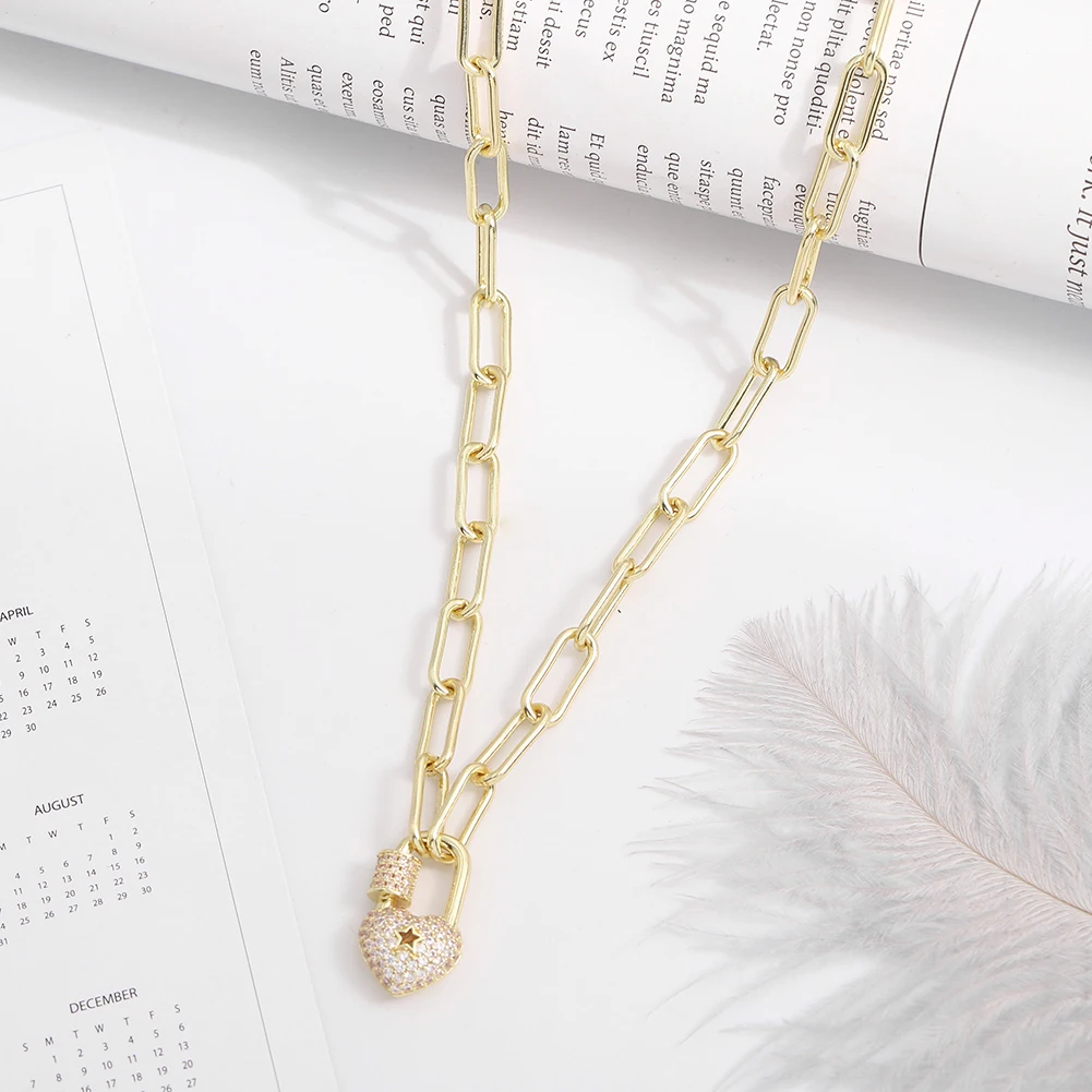 

Heart-shaped lock pendant ladies necklace fashion casual necklace gilt gold concentric lock necklace pendant women's couple
