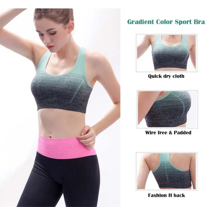 

Women High Stretch Sports Bra Quick Dry Padded HBack Sports Top Seamless Yoga Running Fitness Sport Bra Top