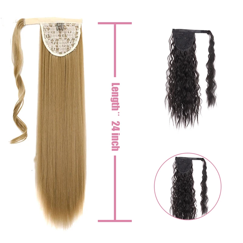 

MANWEI Curly Clip In Hair Tail False Hair Ponytail Hairpiece With Hairpins Synthetic Hair Fake Pony Tail Hair Extension
