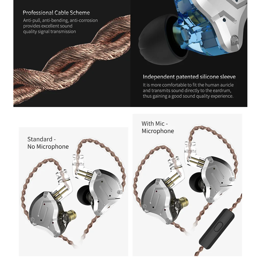 KZ ZS10 Pro гарнитура 4BA + 1DD гибридные наушники-вкладыши HIFI DJ монитор ZS10PRO AS10 ZSX CCA C10 C16 |