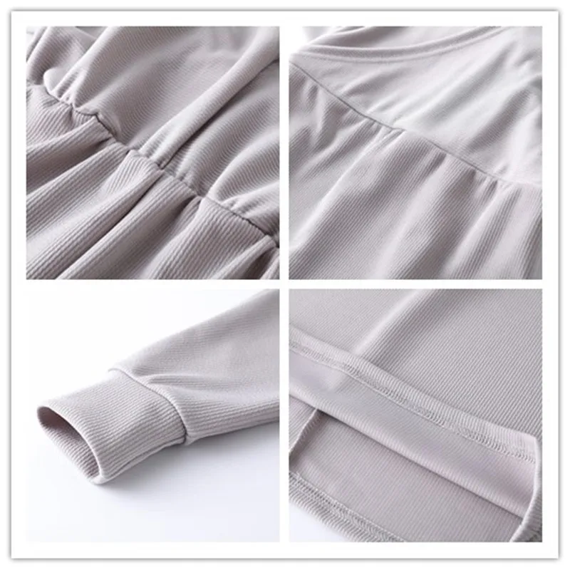 

Women Dress Knitted Mini Dress Long Sleeve V Neck Spring Autumn Bodycon Pullover Elegant Ladies Solid Bandage Slim Sweater Dress