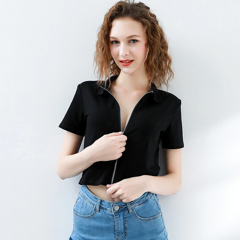 

Wasteheart Summer New Black Green Red Women Tops Tees Short Sleeves Lapel Cotton Polo Shirts Ins Fashion Sexy Casual Office