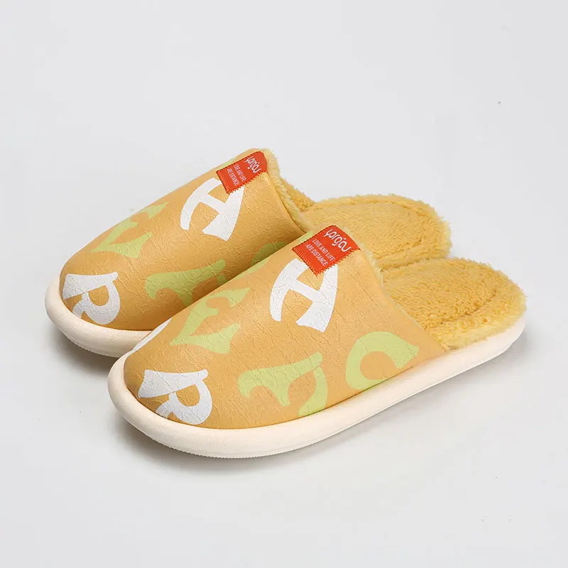 Женские меховые тапочки модные теплые Нескользящие водонепроницаемые с