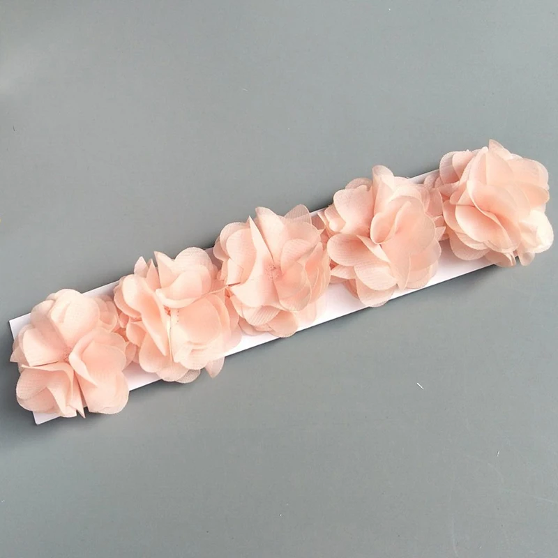 Pink Детская повязка для волос цветок девочки розовые Ленточные резинки для волос для маленьких девочек детские повязки на голову тюрбан новорожденный Haarband детские украшения для волос - Цвет: Pink