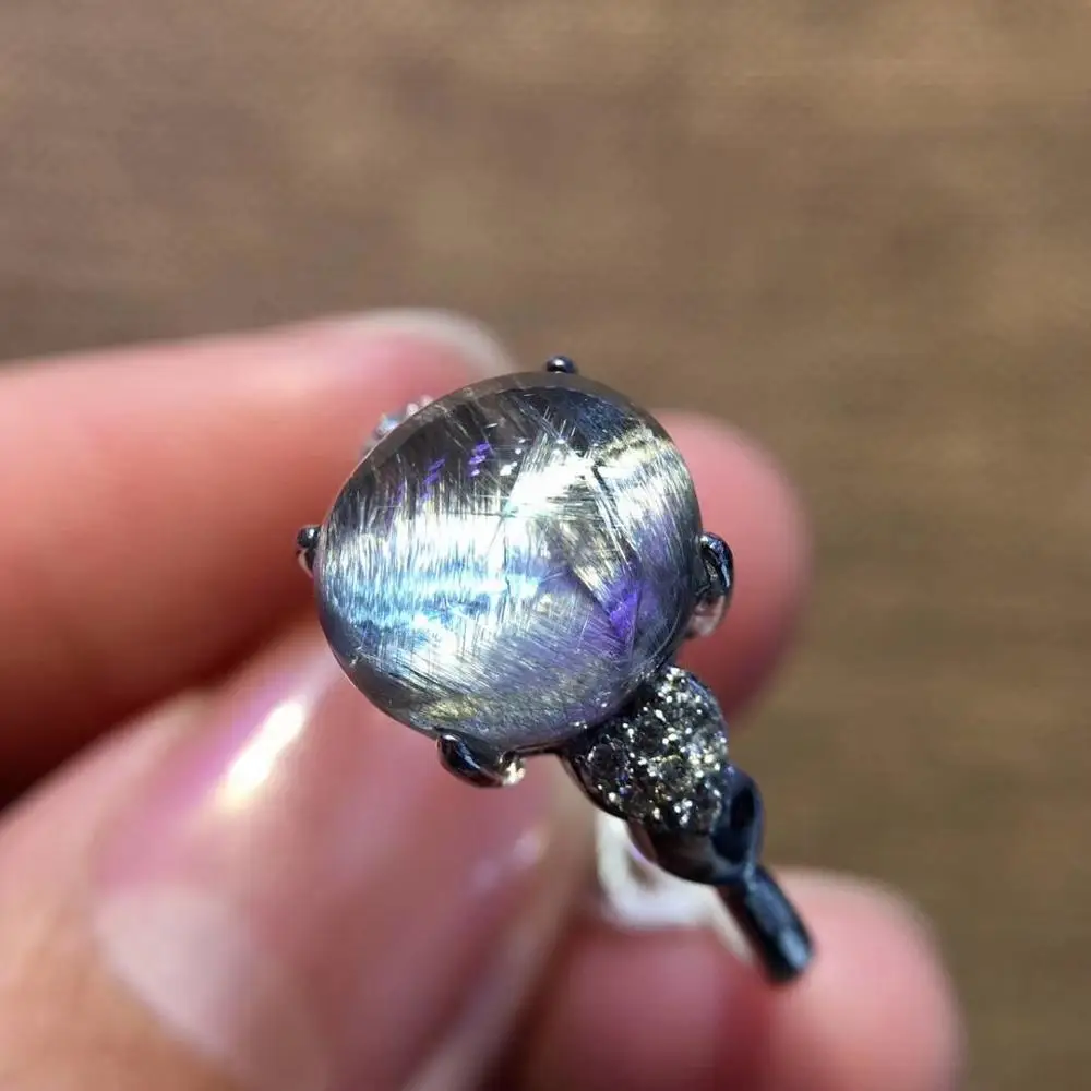 Регулируемое кольцо из натурального брукита Платинового серебра