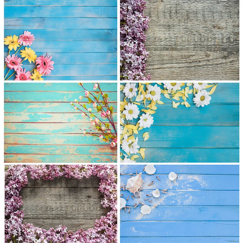 

SHENGYONGBAO Art Fabric Photography Backdrops Flower and wood planks Theme Photography Background FK91125-01