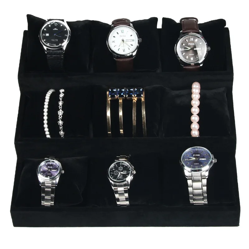 Органайзер для ювелирных украшений с 9 ячейками бархатный квадратный бокс