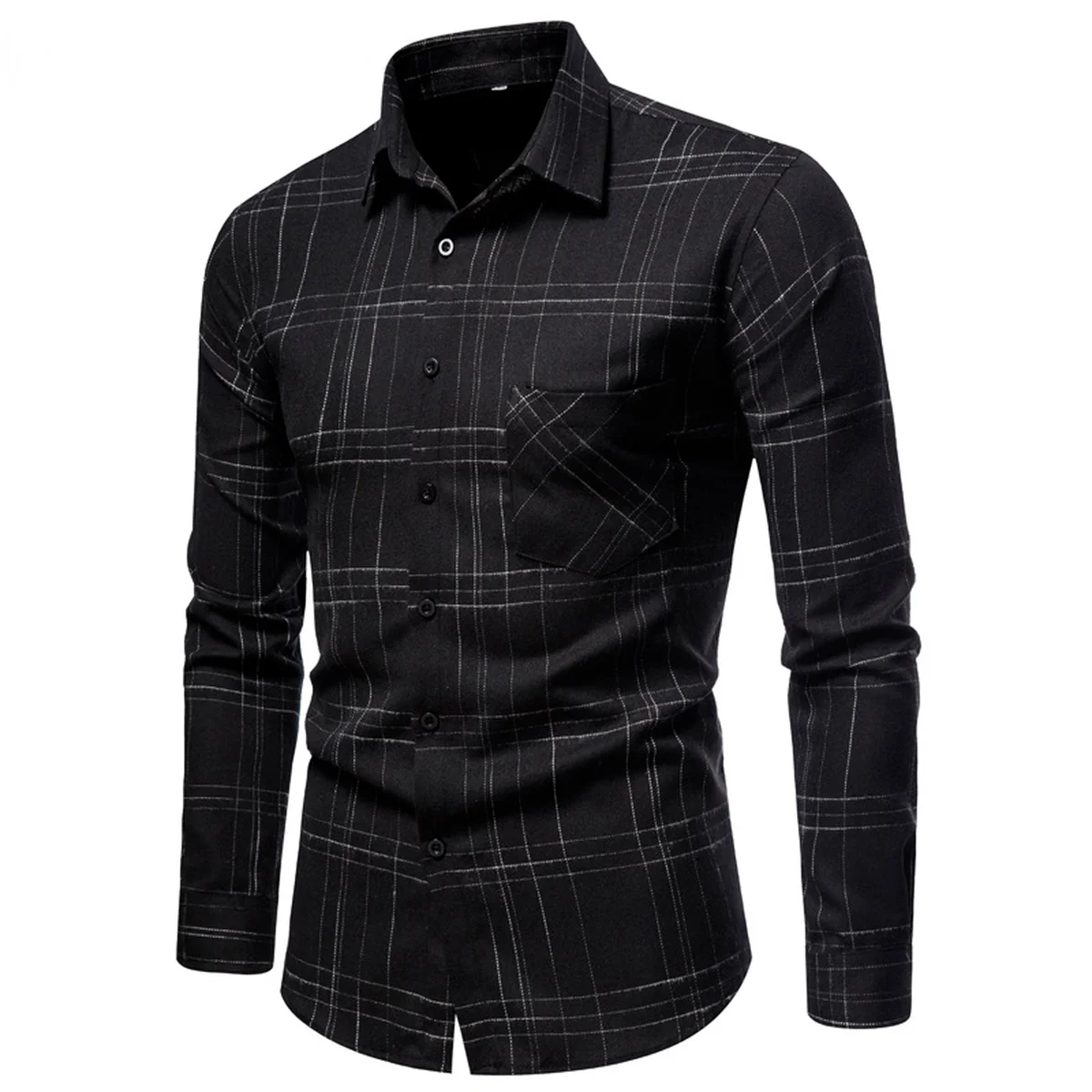 Men's Fashion Plaid Print Long Sleeve Shirts Business Work Formal Shirt Autumn Buttons-up Brand Camisas Homme Mens Dress Shirts