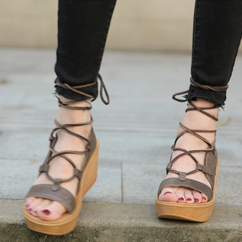 Harga Sandal Roma Hak Tinggi Terbuka Kulit Domba Bertali Rendah Hak Tinggi Baru 2021 Eropa Dan Amerika Serikat