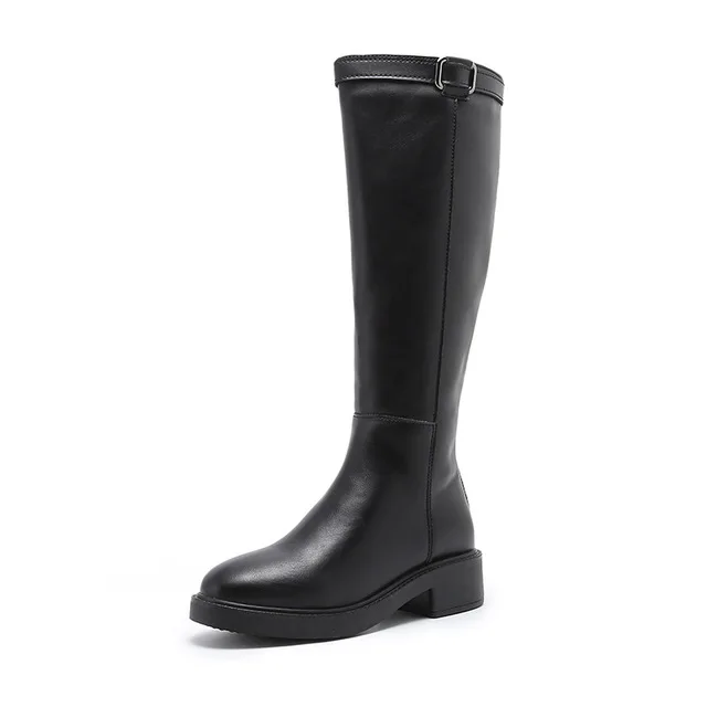 Black plus velvet Новая женская обувь на толстой подошве; сезон осень-зима сапоги до колена для верховой езды женские сапоги зимние сапоги женские кашемировые сапоги; CC21 - Цвет: Black plus velvet