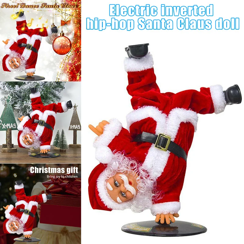 

Электрический музыкальный Санта-Клаус, Рождественская перевернутая танцевальная кукла, искусственное украшение в подарок, модель BM88
