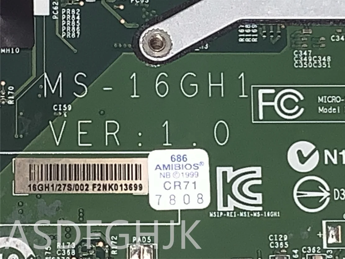 

MS-16GH1 VER 1.0 FOR MSI MS-16GH GP60 LAPTOP MOTHERBOARD WITH I5 I7 CPU AND 840M TESED OK