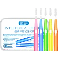 retractable interdental brushes 30pcsbox of orthodontic toothbrushes to clean gaps between teeth braces and gap brushes