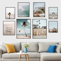 travel surf scenery poster modern landscape art canvas painting nordic seaside beach home room picture wall decor fj015